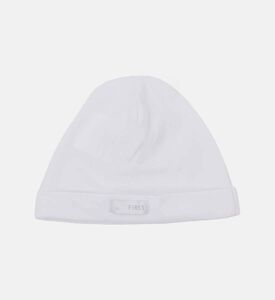 My First Collection Embroidered Crown Hat, White, Packshot View