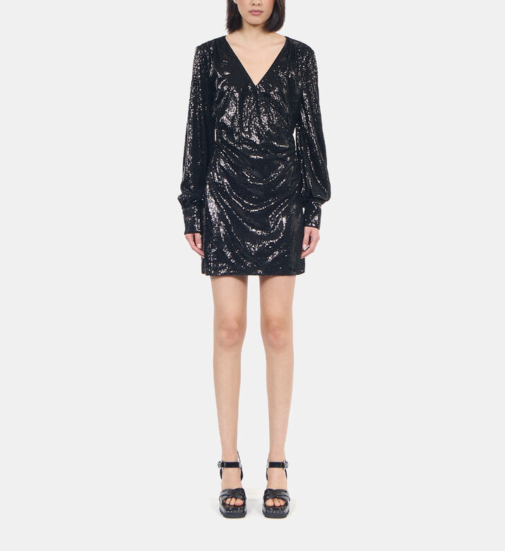 Sequined Wrapped Mini Dress