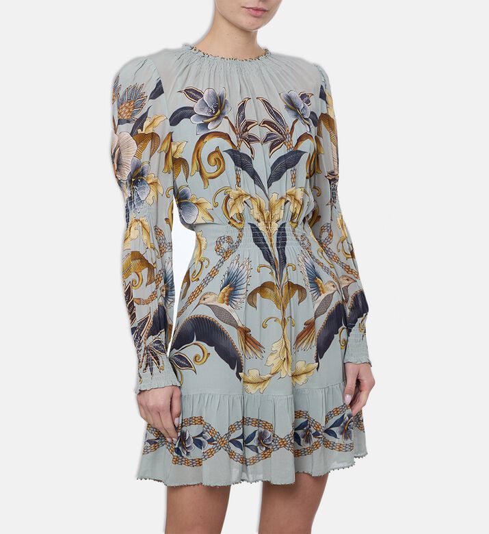 Farm Rio All-over Floral-print Puff Sleeve Dress, Model View