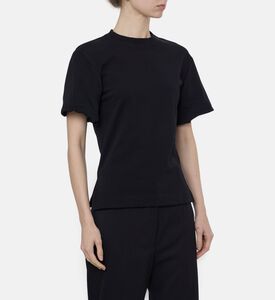 Patou Taffeta Puff Sleeves T-shirt, Black, S, Model View
