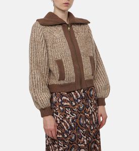 Ba and Sh Puffy Long-sleeve Cardigan, Model View