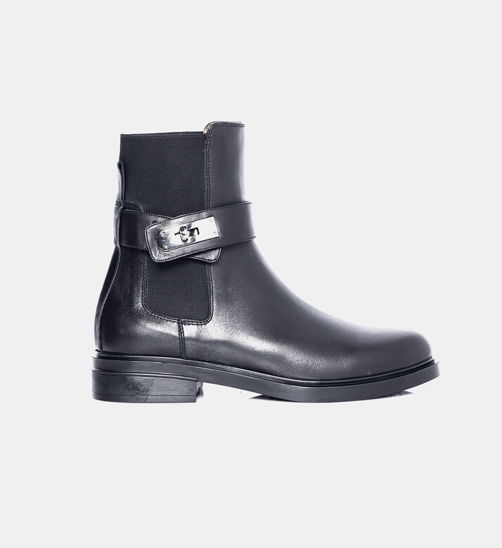 Silver-toned Buckle Heeled Ankle Boots