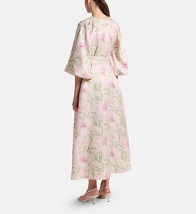 Carter and White Isadora Floral-print Ballon Sleeves Midi Dress, Model View