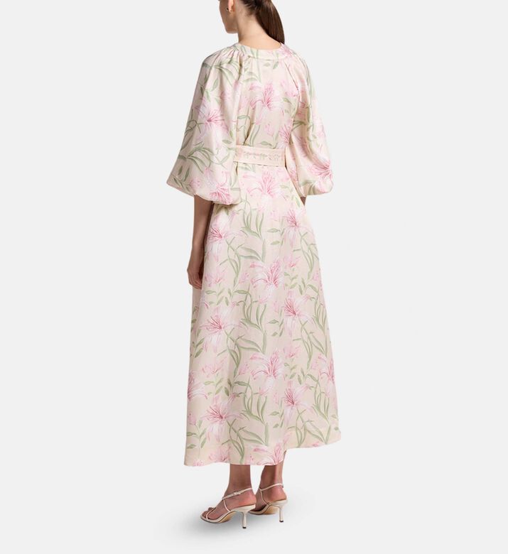 Carter and White Isadora Floral-print Ballon Sleeves Midi Dress, Model View