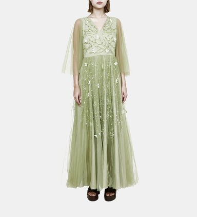 Rhinestone Bead Embellished Tulle Dress