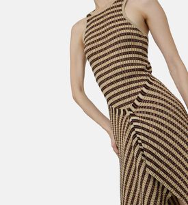 فستان أليكي متوسط الطول قطن مضلع مخطط