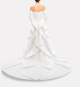 Michael Cinco Embellished Off-shoulder Long Dress, Model View