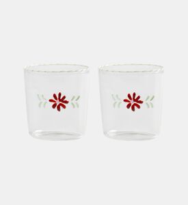 طقم أكواب زجاجية مزينة بنقوش أزهار قطعتين