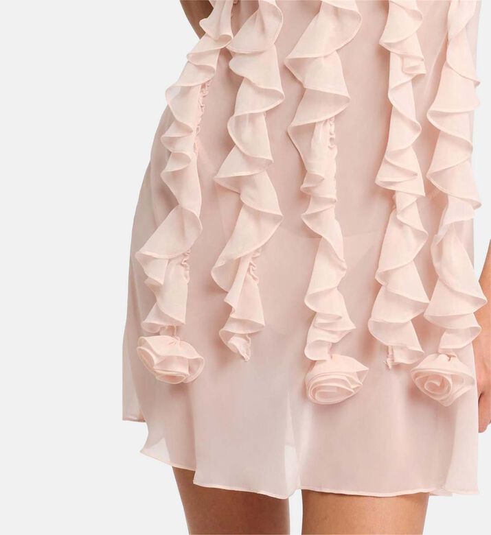 Sleeveless V-neck Ruffle Dress