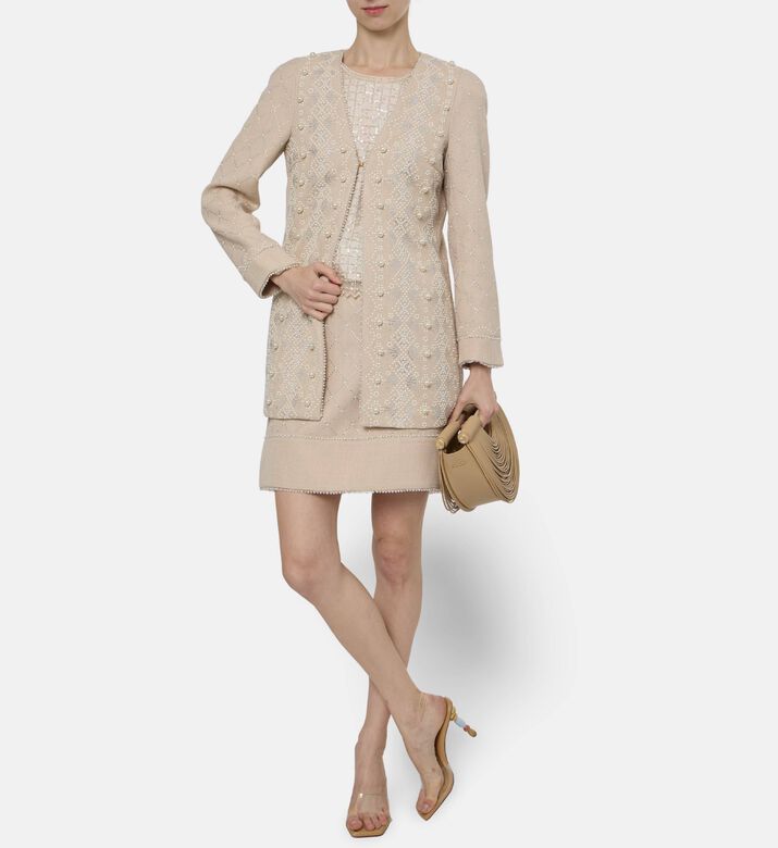 Edward Achour Paris Pearl Embroidery Coat, Model View
