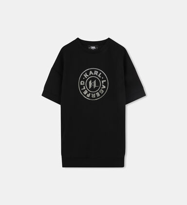 Rhinestone Embellishment Logo T-shirt Dress