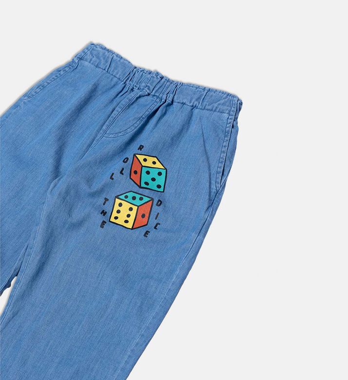 Bobo Choses Dice-print Elasticated Waistband Denim-style Pants, Packshot View