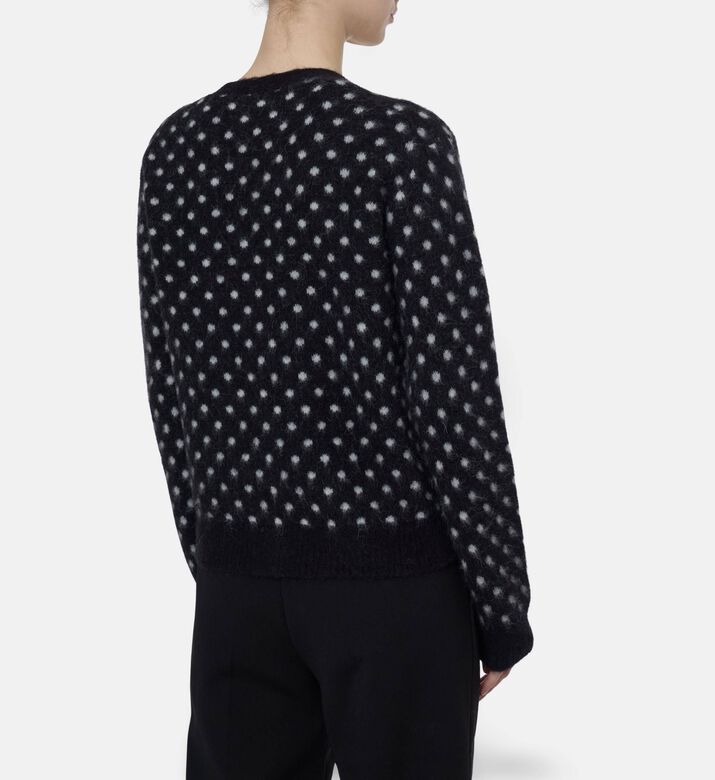 Ganni Gold-tone Buttons All-over Polka-dot Cardigan, Model View