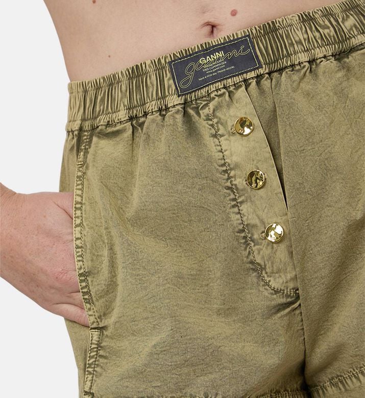 Ganni Cotton Elasticated Shorts, Model View Ganni Cotton Elasticated Shorts, Model View