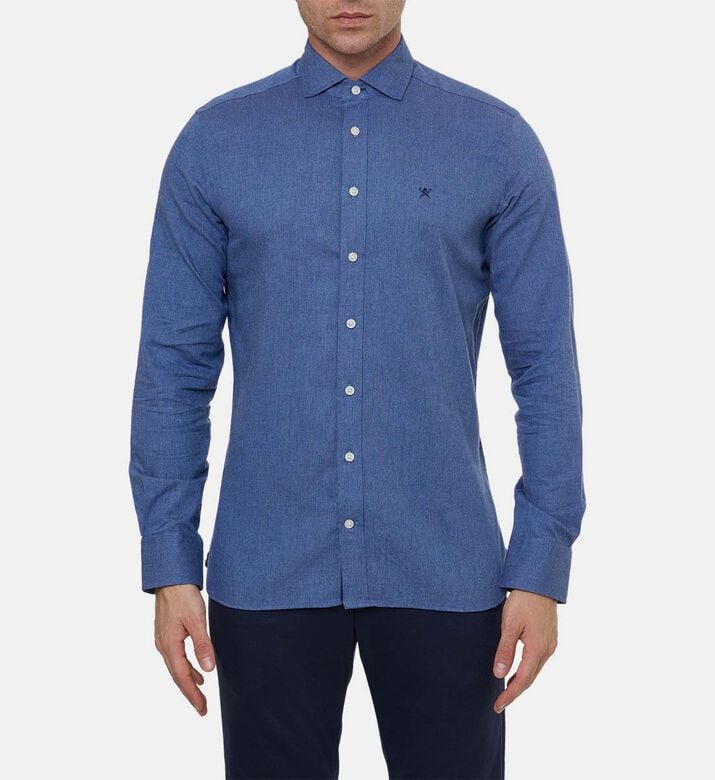 Hackett London Shirt Flannel, Blue, M, Model View