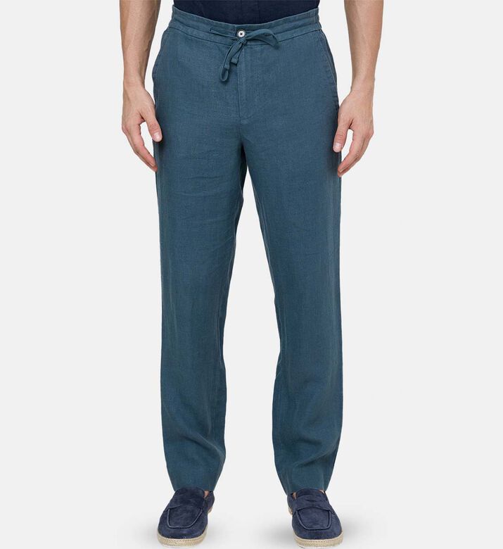 Vince Casual Drawstring Closure Pants, Teal, Xl, Model View