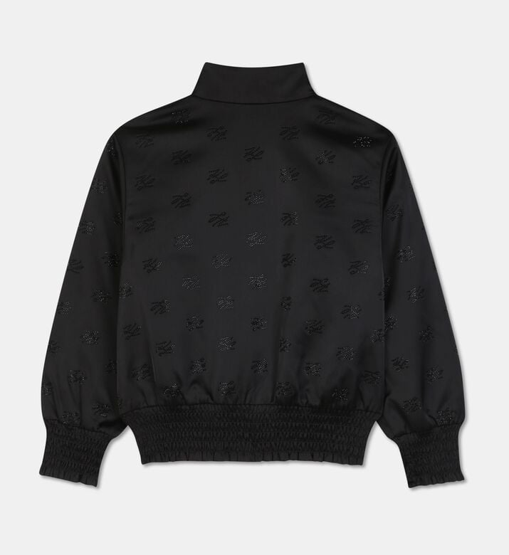 Karl Lagerfeld Embellished Zip Jacket With Smocked Cuffs, Packshot View