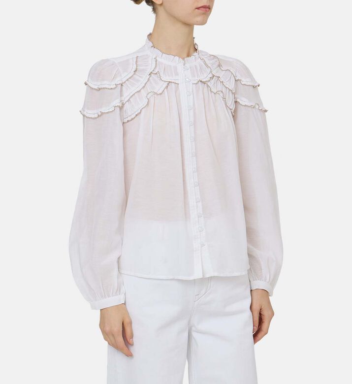 Ruffle-detail Long-sleeve Top