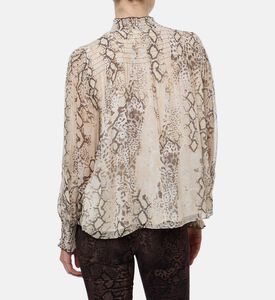 Ba and Sh Snake Skin-print Long-sleeve Blouse, Model View