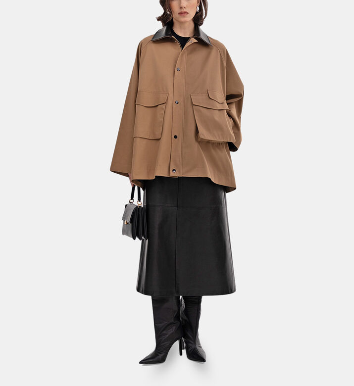 Flap Pockets Wide Sleeve Jacket