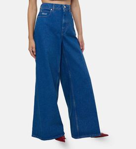 Button Closure Wide-leg Denim Pant