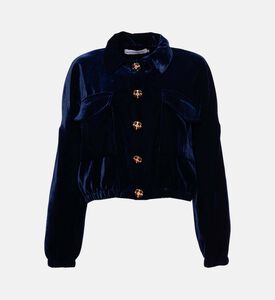 Blue For Burgundy Embellished Buttons Cropped Jacket, Navy, 40, Packshot View