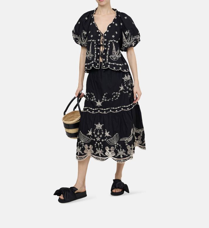 Kingsley Embroidered Tie Front Top