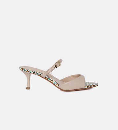Slip-on Printed Trim Sabot Mules