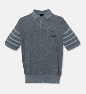 Paul Smith Embroidered Smiley Face Striped-sleeve Polo Shirt, Packshot View
