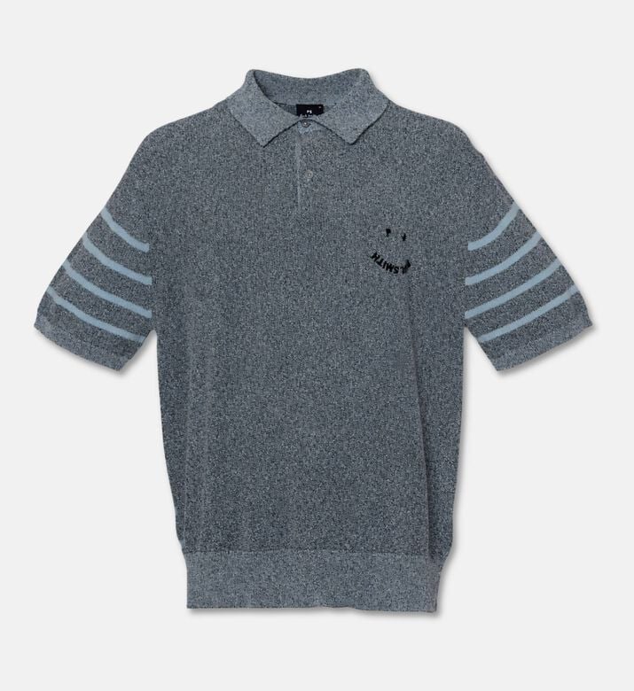 Paul Smith Embroidered Smiley Face Striped-sleeve Polo Shirt, Packshot View