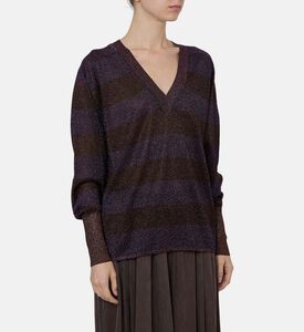 Striped Shimmery V-neck Sweater Striped Shimmery V-neck Sweater