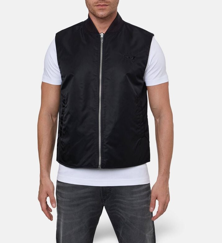 Diesel Side Pockets Ribbed Bomber Vest, Model View