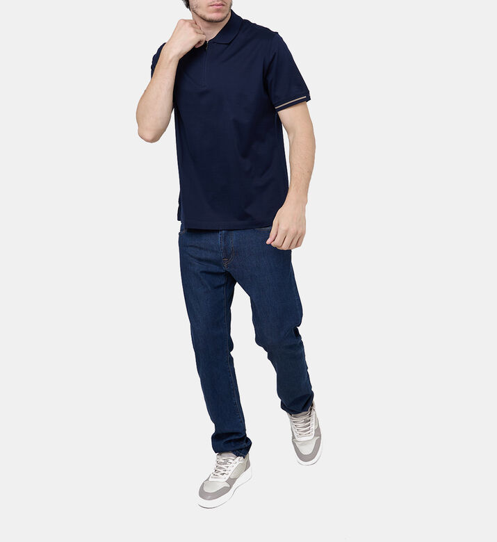 Half-zip Collar Cotton Polo Shirt