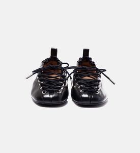 Black Oleatex Lace-up Ballerinas