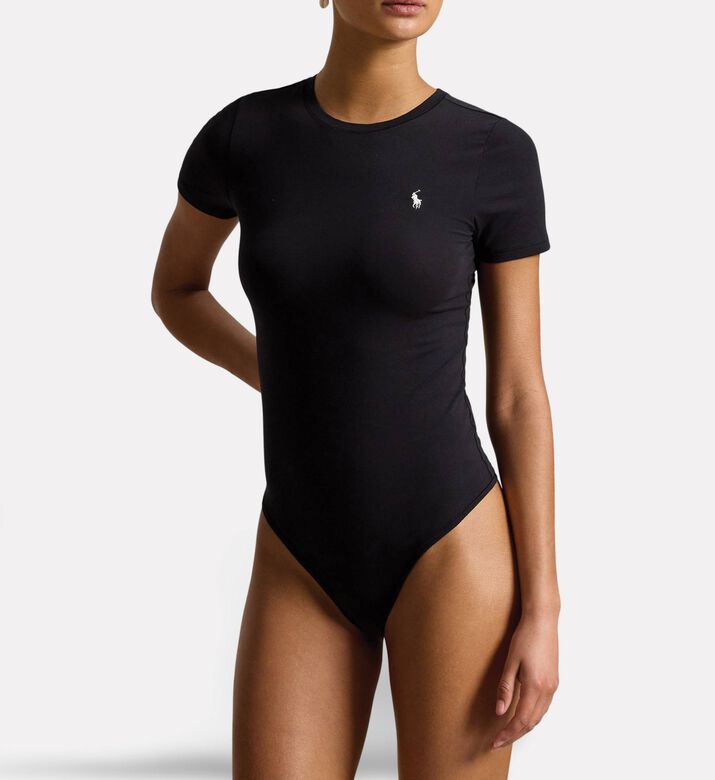 Polo by Ralph Lauren Slim-fit Short-sleeve Bodysuit, Dark-blue, S, Model View