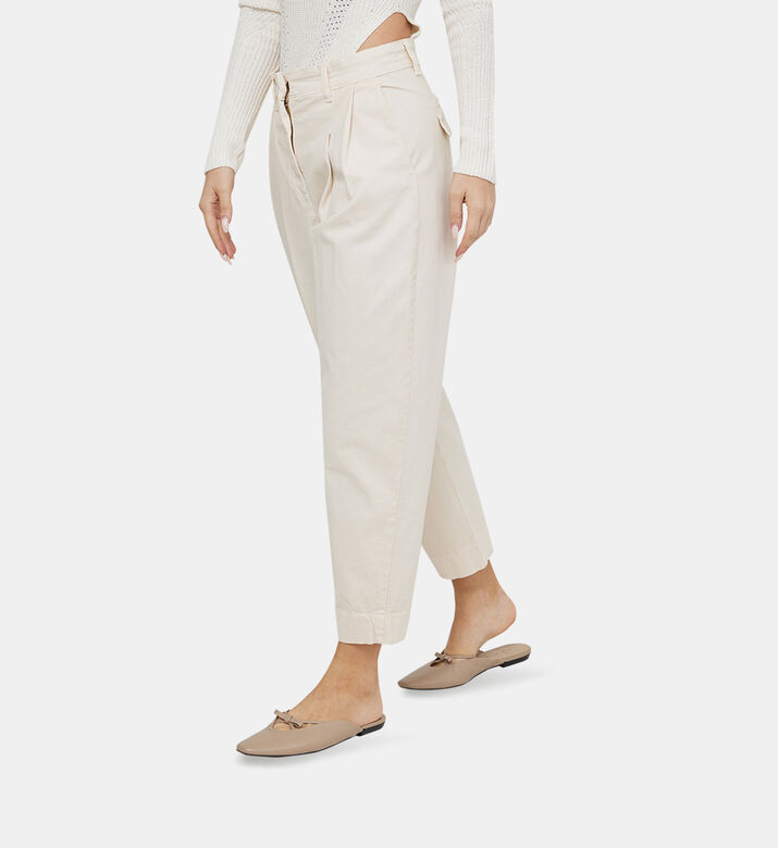 بنطال قطني فضفاض عالي الخصر