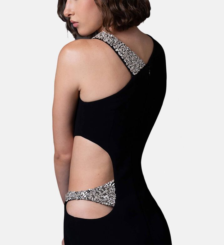 Jean Louis Sabaji Crystal-embellished Cut-out Gown, Model View