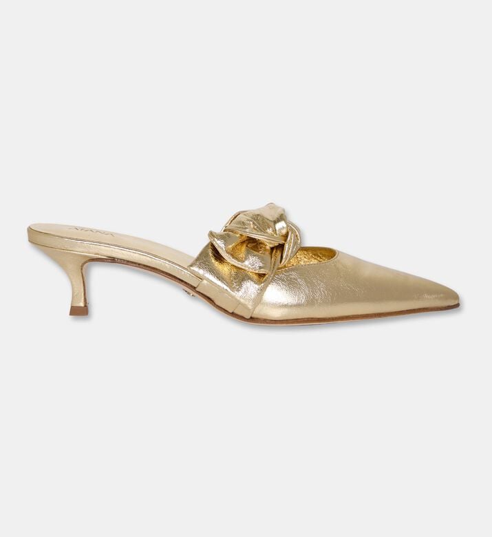 Atana Tinfoil Metallic Gold Side Tie Mules, Packshot View