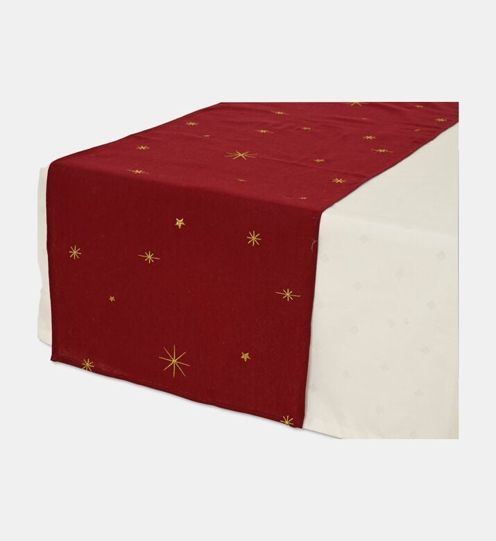 Kaemingk Tablecloth Gold Embroidery, Red, 40x140-cm, Packshot View