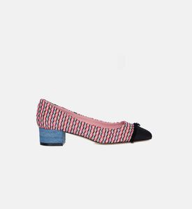 Striped Tweed Pointed-toe Pumps