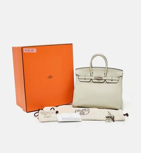Hermès Gris Neve Togo Leather Silver-finish Birkin 25 Bag Preowned