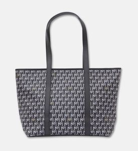 Maya.M All-over Monogram Medium Zip Tote Bag, Black, Packshot View