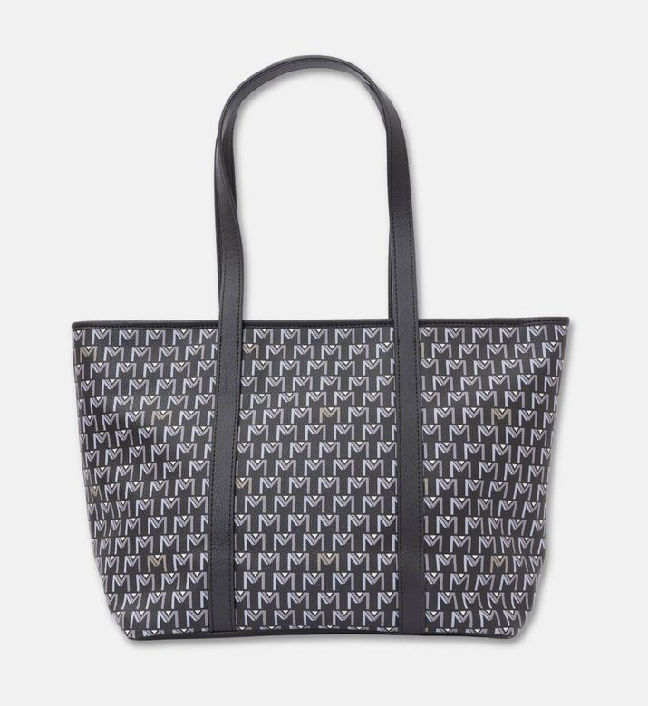 Maya.M All-over Monogram Medium Zip Tote Bag, Black, Packshot View