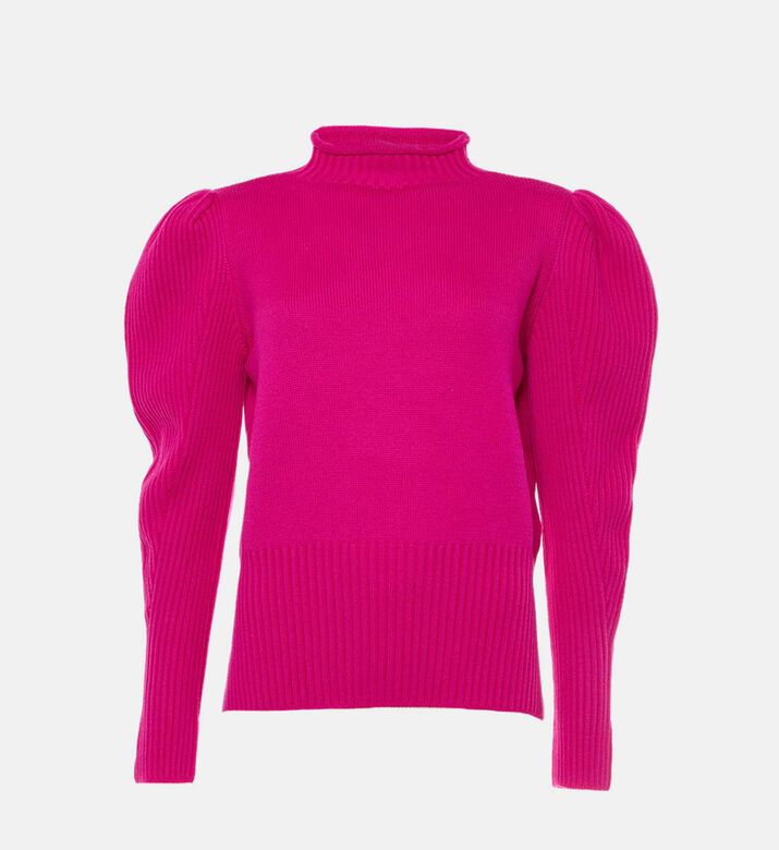 High-neck Puff Sleeves Sweater