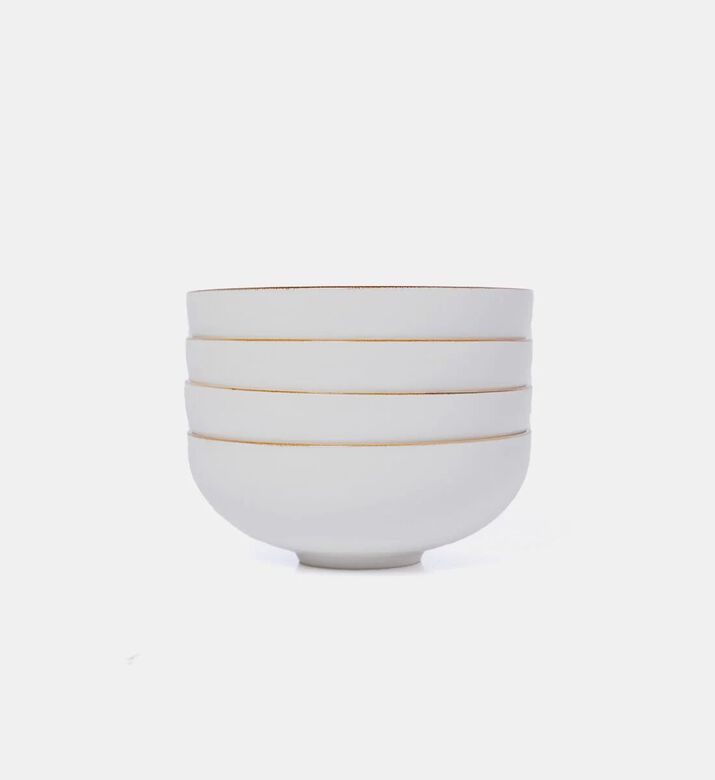 Home Deco and More Leaf Print Round Porcelain Bowl 4-piece Set, Packshot View