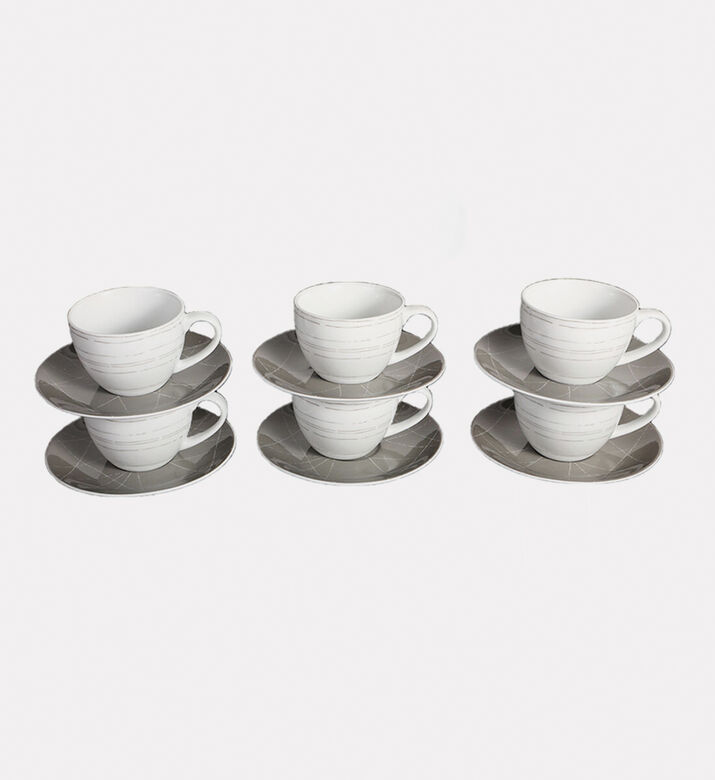 Home Deco and More Graphik Saucer Tea Cup Six-pieces Set, Packshot View