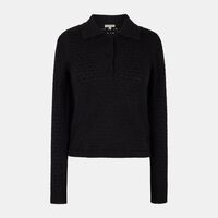 Pointelle Knitted Polo Top