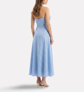 Savanna Linen Draped Sweetheart Dress, Model View