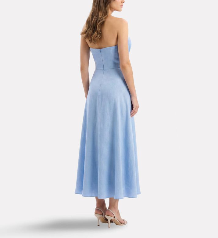 Savanna Linen Draped Sweetheart Dress, Model View