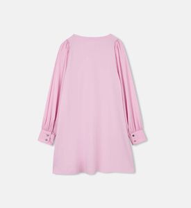 فستان قطن انترلوك بأكمام حريرية